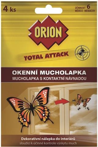 Orion okenní mucholapka 4ksTotal Attack | Chemické výrobky - Hubiče, odpuz.hmyzu, šampony pro psy